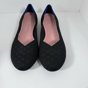 Rothy’s Shimmer Round Toe Daily Flats Black Size 12.5 Shimmery Floral Pattern